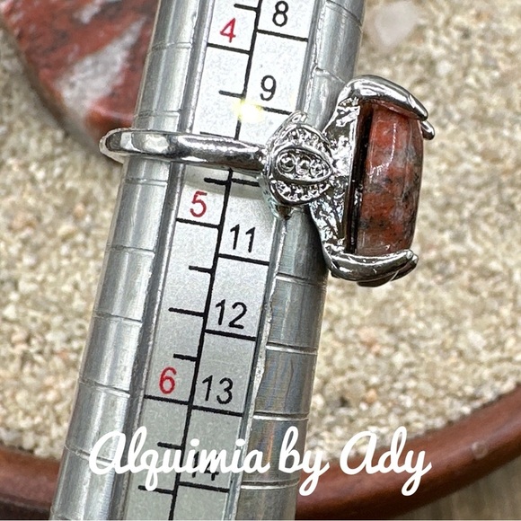 PICASSO RED JASPER SILVER RING - Picture 2 of 2